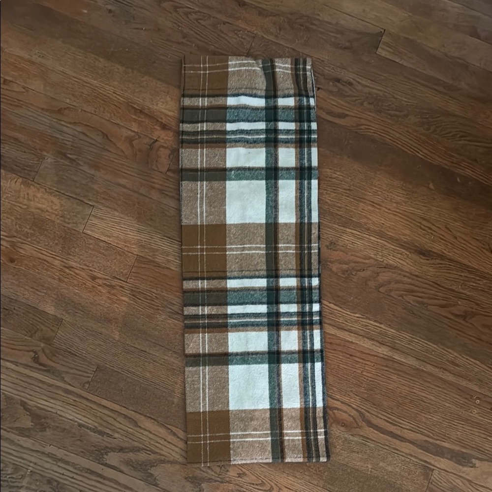 Hoot + Co Cozy Plaid Infinity Scarf in Brown and Green and Cream and Navy